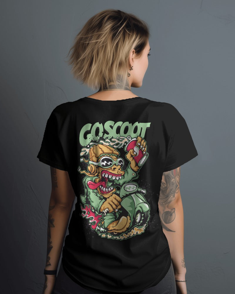 Rocky Fab Black Cotton Go Scoot Printed Half Sleeve T-Shirt