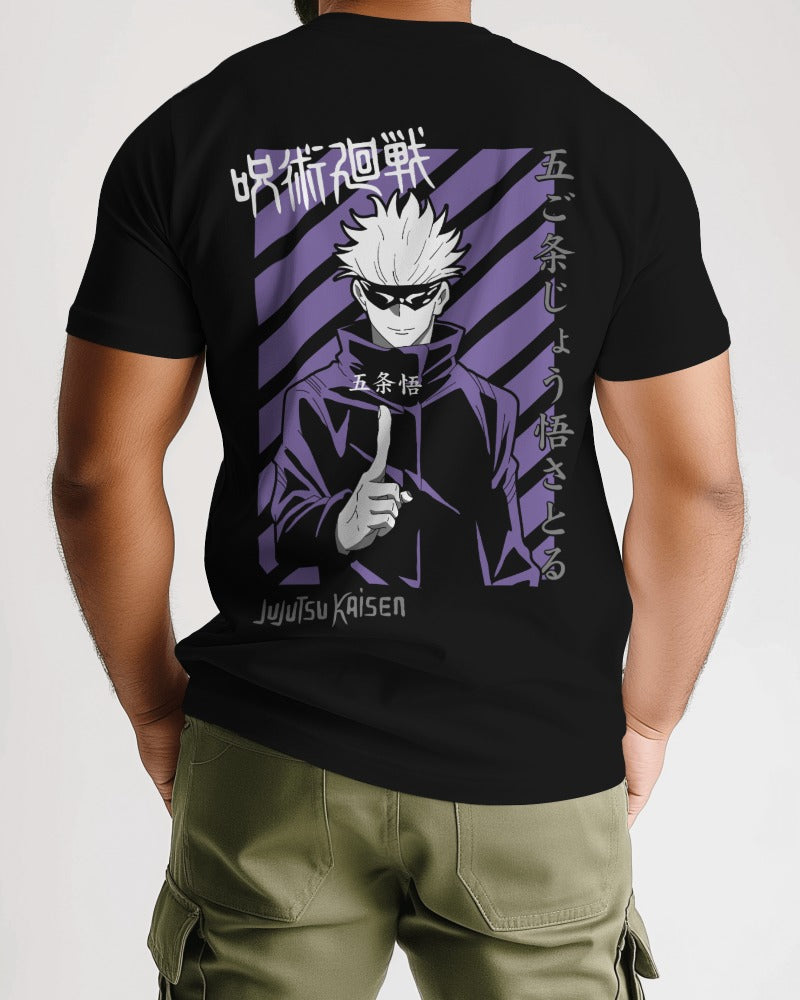 Rocky Fab Mens's Black Anime Gojo Printed OverSize T-Shirt