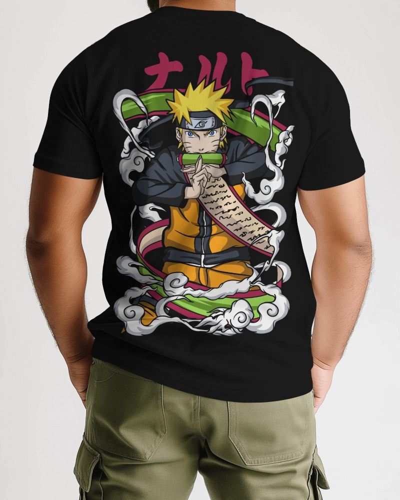 Rocky Fab Mens's Black Anime Naruto Printed OverSize T-Shirt