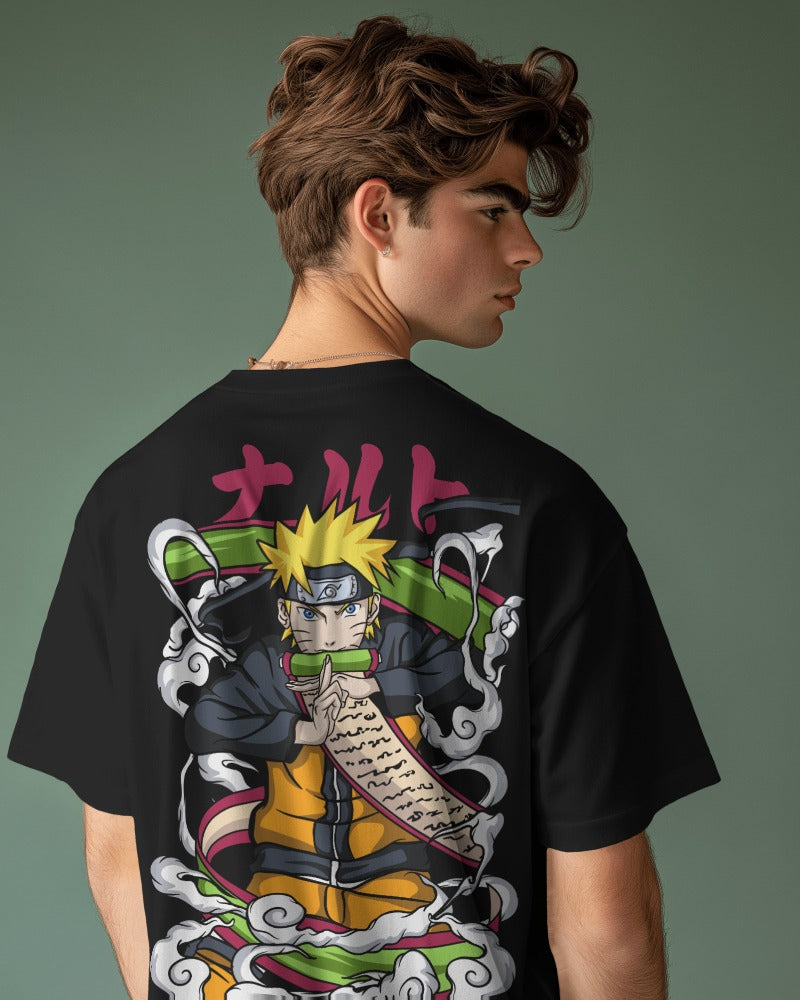 Rocky Fab Mens's Black Anime Naruto Printed OverSize T-Shirt